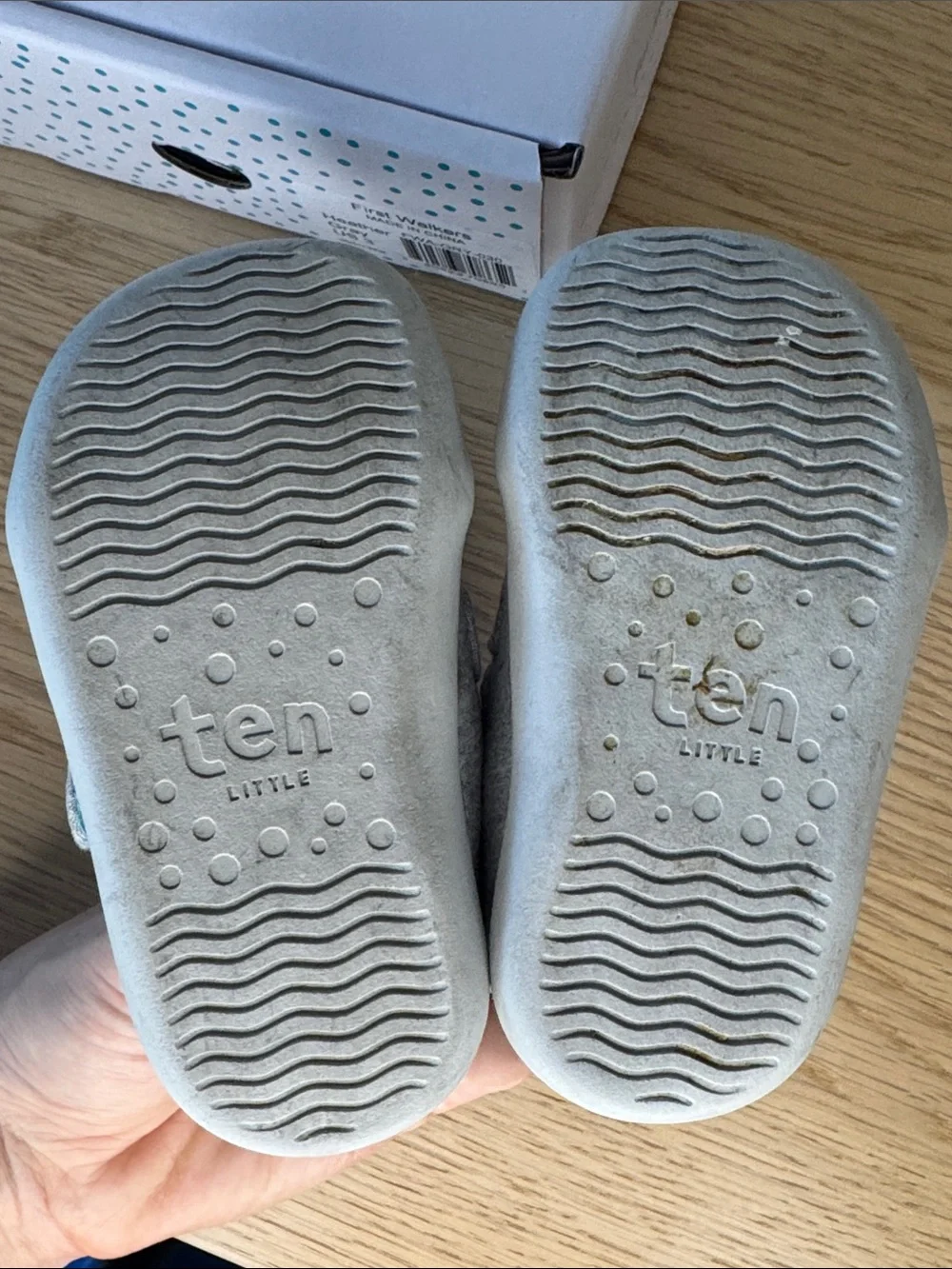 Ten Little Gray & White Baby Velcro Sneakers